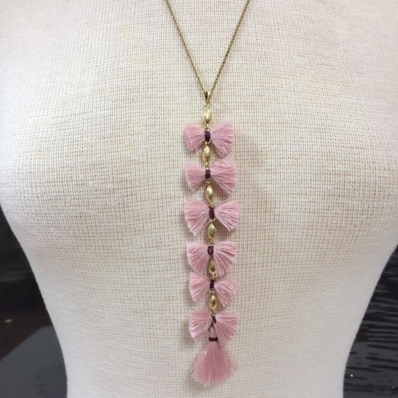 Lucky Brand Jewelry - Lucky Brand Pink Fringe Bows Necklace NWT
